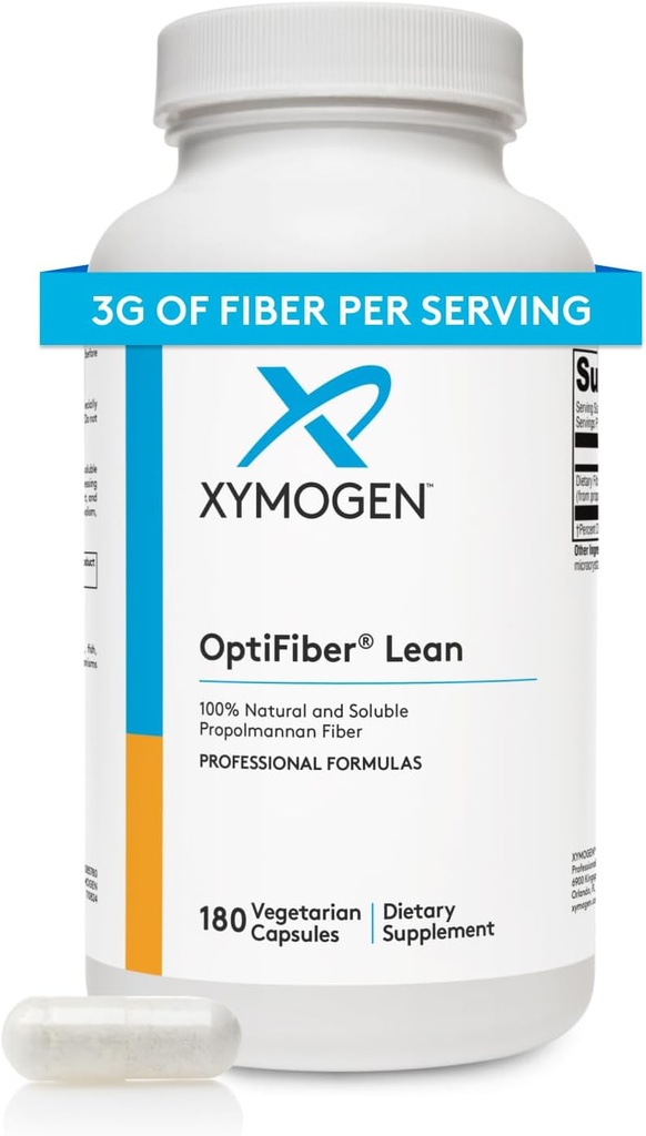 XYMOGEN OptiFiber Lean, Daily Fiber Supplement piller - 100% Natural Opløselige Propolmannan kostfibre - Support fordøjelse, Satiety & Regularity - tjener som en Prebiotic (120 kapsler)