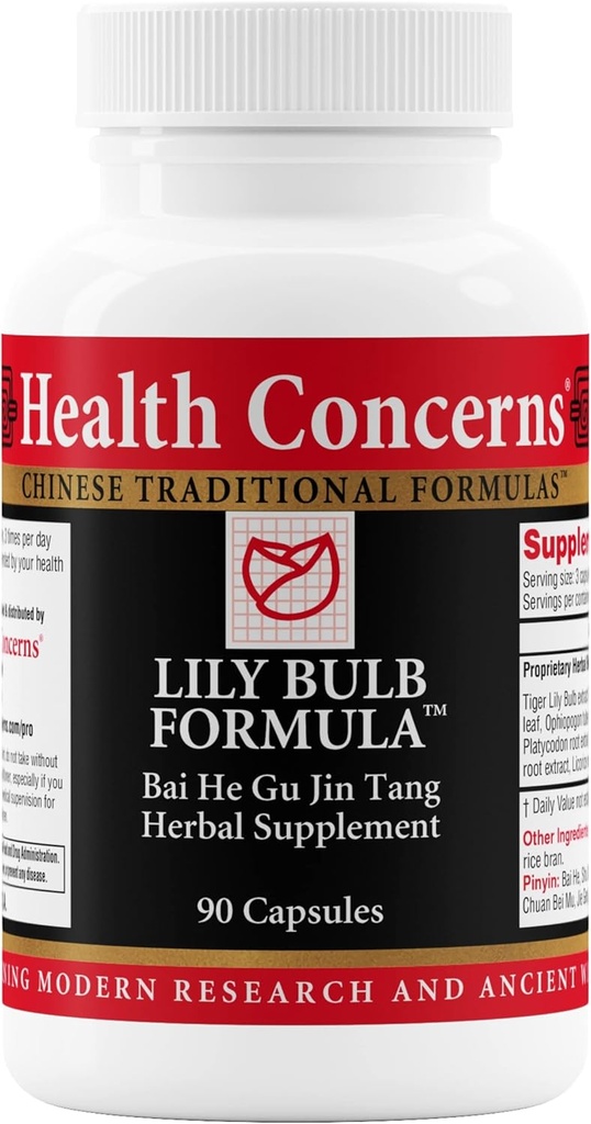 Sundhedsmæssige bekymringer Lily Bulb Formel - Tør hoste, hals, Næse & Lung Support - Kinesisk urteformel - Lakrids, Rehmannia, Astragalus, Fritillary - Respiratory Relief supplement - 90 kapsler