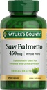 Naturens Bounty Saw Palmetto støtte til prostata og urinveje sundhed, urtemedicin supplement, 450 mg, 250 kapsler