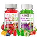 Sugar- Free Fruits and Veggies Supplement, Super Green Gummies med Multivitamin, Minerals & Fiber, Natural Fruits and Grøntsager Supplement Understøtter Immunitet, Antioxidant & Energi for kvinder & mænd