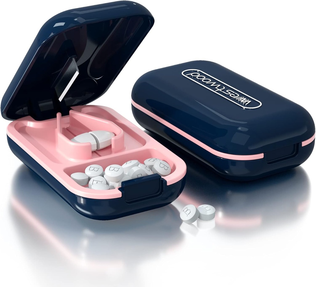 Små piller Cutter, Pill Splitters og Pill Cutters til små eller store piller Professional Pill Crusher med Blade Guard, Cuts Medicin Vitamin tabletter (Pill Cutter, blå)