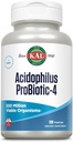 KAL Acidophilus ProBiotic-4, 500 Million CFUs, Four Probiotic Strains, Probiotics for Women and Men, Freeze Dried, L. acidophilus, L. bulgaricus, S. thermophilus, B. bifidum, 100 Servings, 100 VegCaps