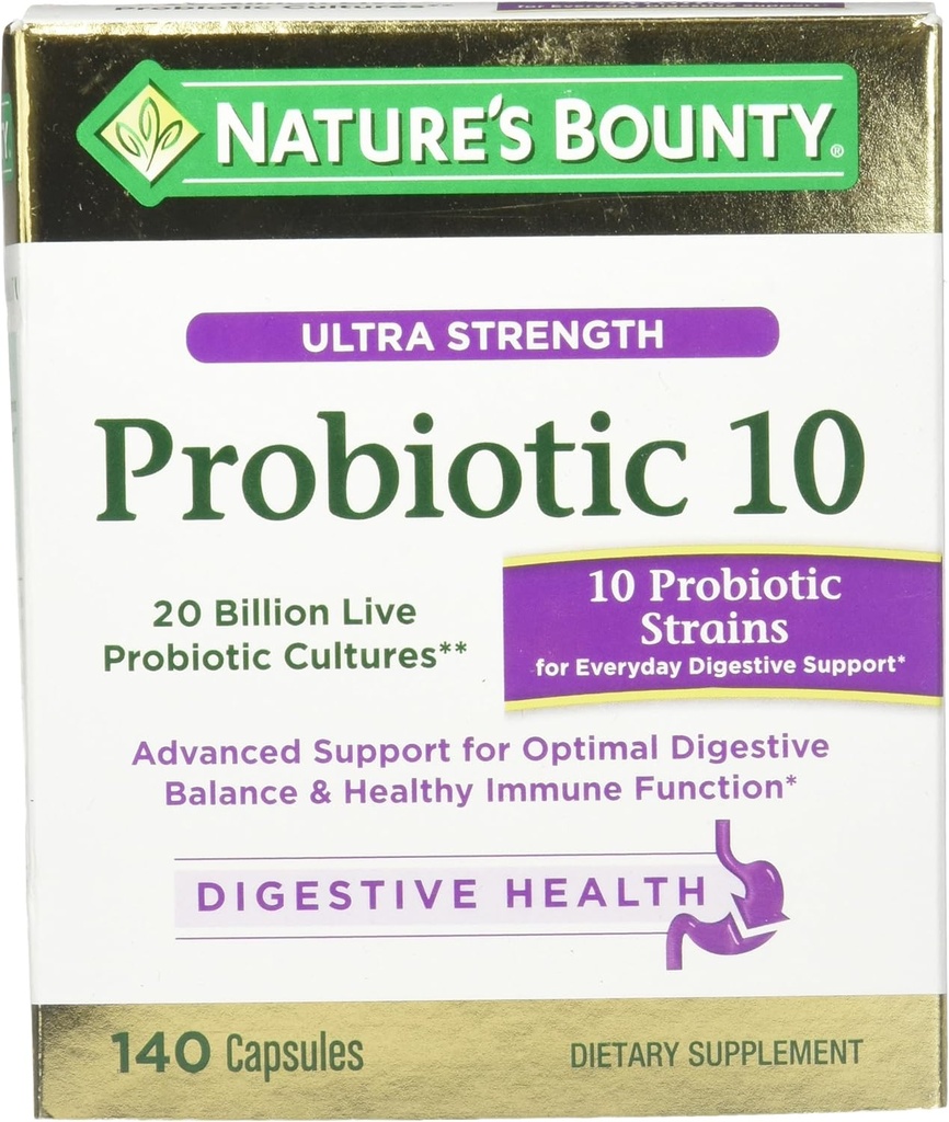 Naturens Bounty Ultra Strength Probiotic 10, 140 Kapsler