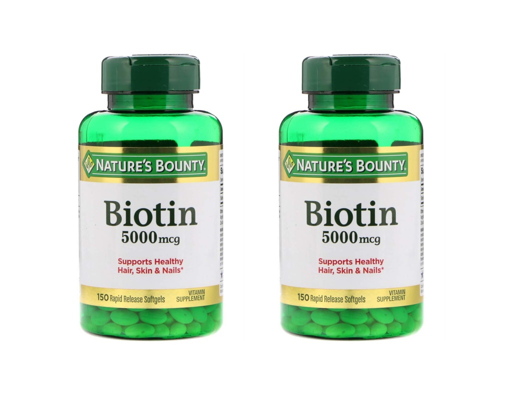 Sæt af 2 Nature Bounty ® Biotin 5000 mcg, 150 Softgels