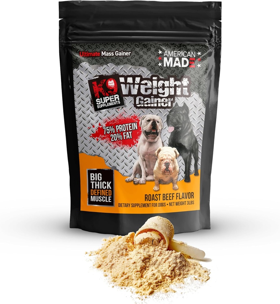 K9 Vægt Gainer til hunde - Build Muscle, Gain Sund Vægt & Styrke - Understøtter Hund Muscle Mass (3 Lbs)
