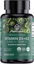 PlantFusion Organic Vegan Vitamin D3 + K2 5000 IE, 50MCG - D-vitamin sour fra Plant Based Lichen og Vitamin K2, til immunforsvar og benhygiejne - 60 kapsler