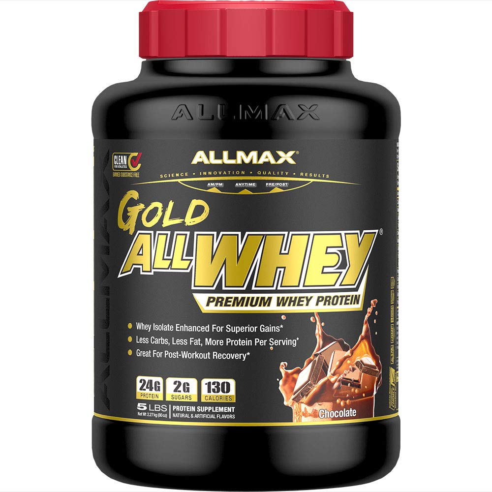 ALLMAX Nutrition Gold ALLWHEY, chokolade - 5 LB - 24 gram protein pr. Scoop - Gluten Free, Lavcarb & Lavsukker - ca. 71 Servering