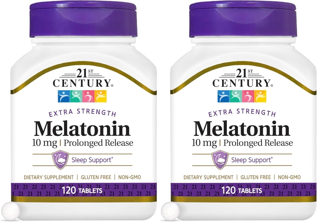 21. Century Melatonin 10 Mg Langvarig frigivelse, 120 Greve (pakke med 2)