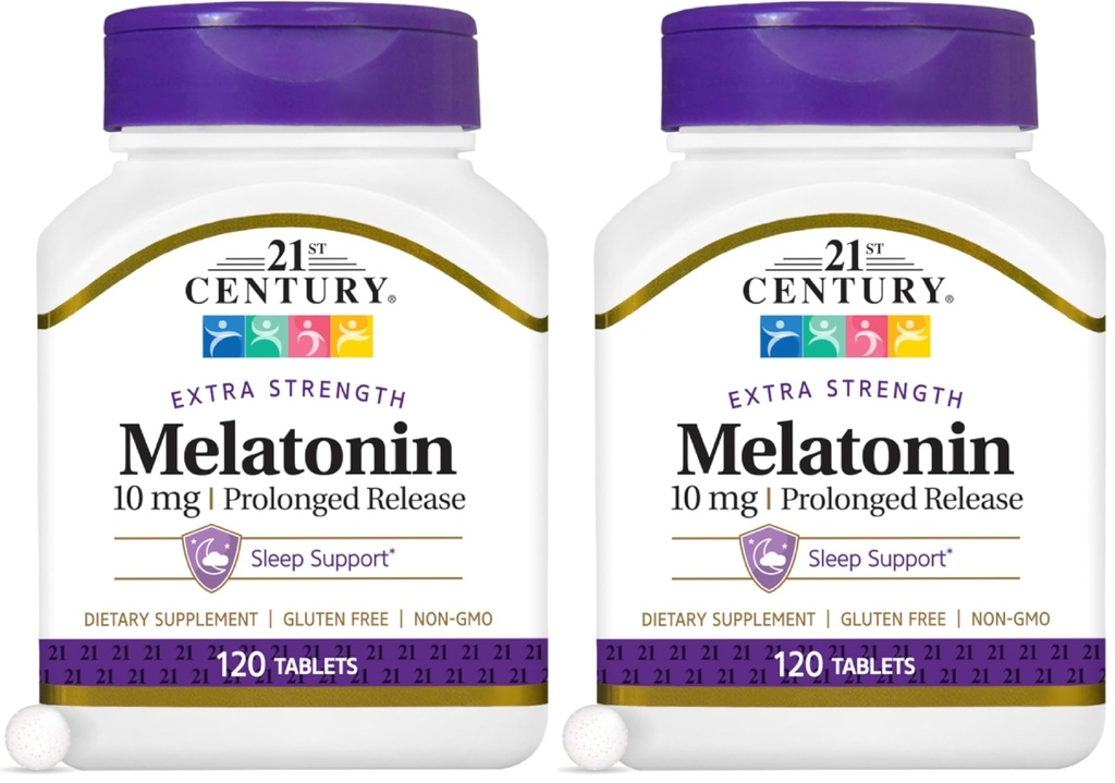 21. Century Melatonin 10 Mg Langvarig frigivelse, 120 Greve (pakke med 2)