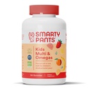 SmartyPants Kids Multivitamin Gummies: Omega 3 Fish Oil (EPA / DHA), Vitamin D3, C, Vitamin B12, B6, A, K & Zink til immunforsvar, Biotin, Gluten Free, Three Fruit Flavors, 120 Greve (30 dages forsyning)