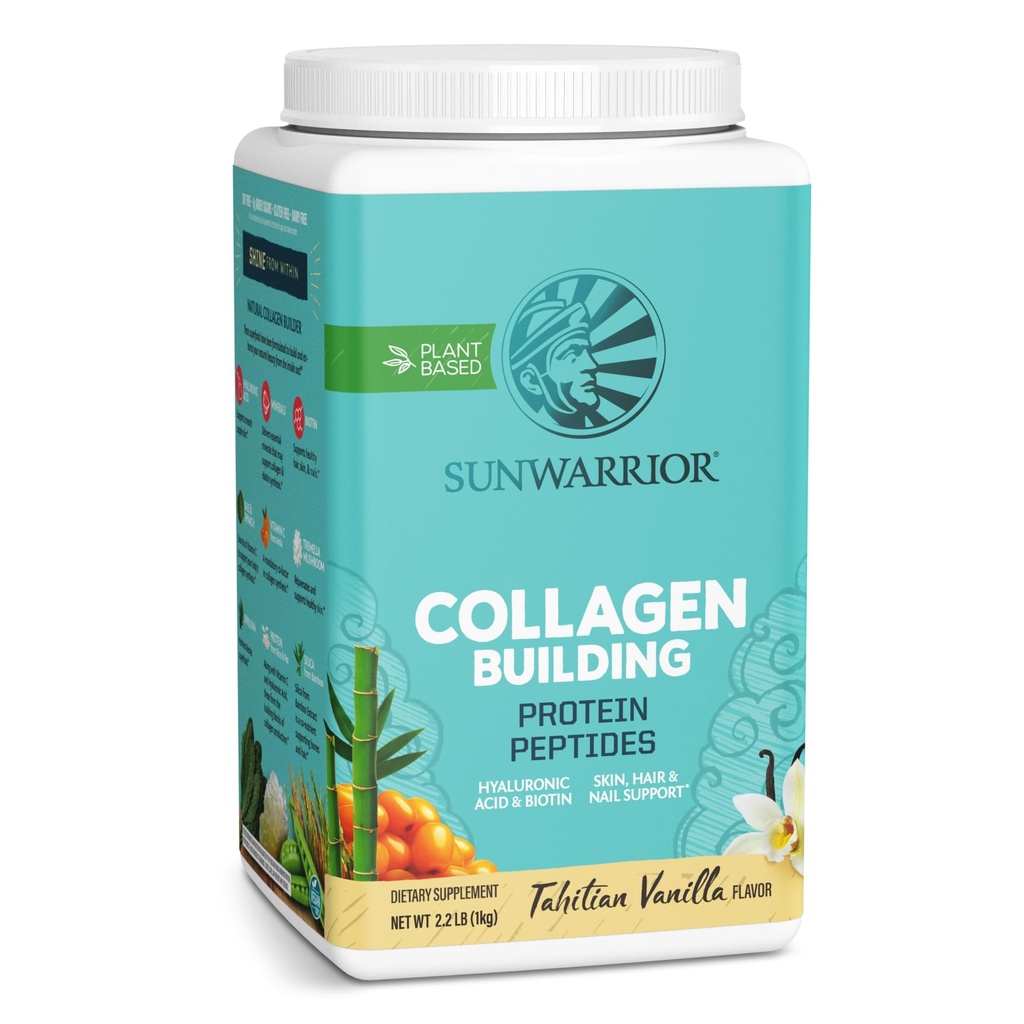 Sunwarrior Collagen Peptider Building Powder Budd124; Vegan Collagen til kvinder Plantbaseret Protein Powder Budd124; Hyaluronsyre, Biotin, Silica, C-vitamin til hår hud & Nails Budd124; 40 Serveringer, Vanilla Flavored