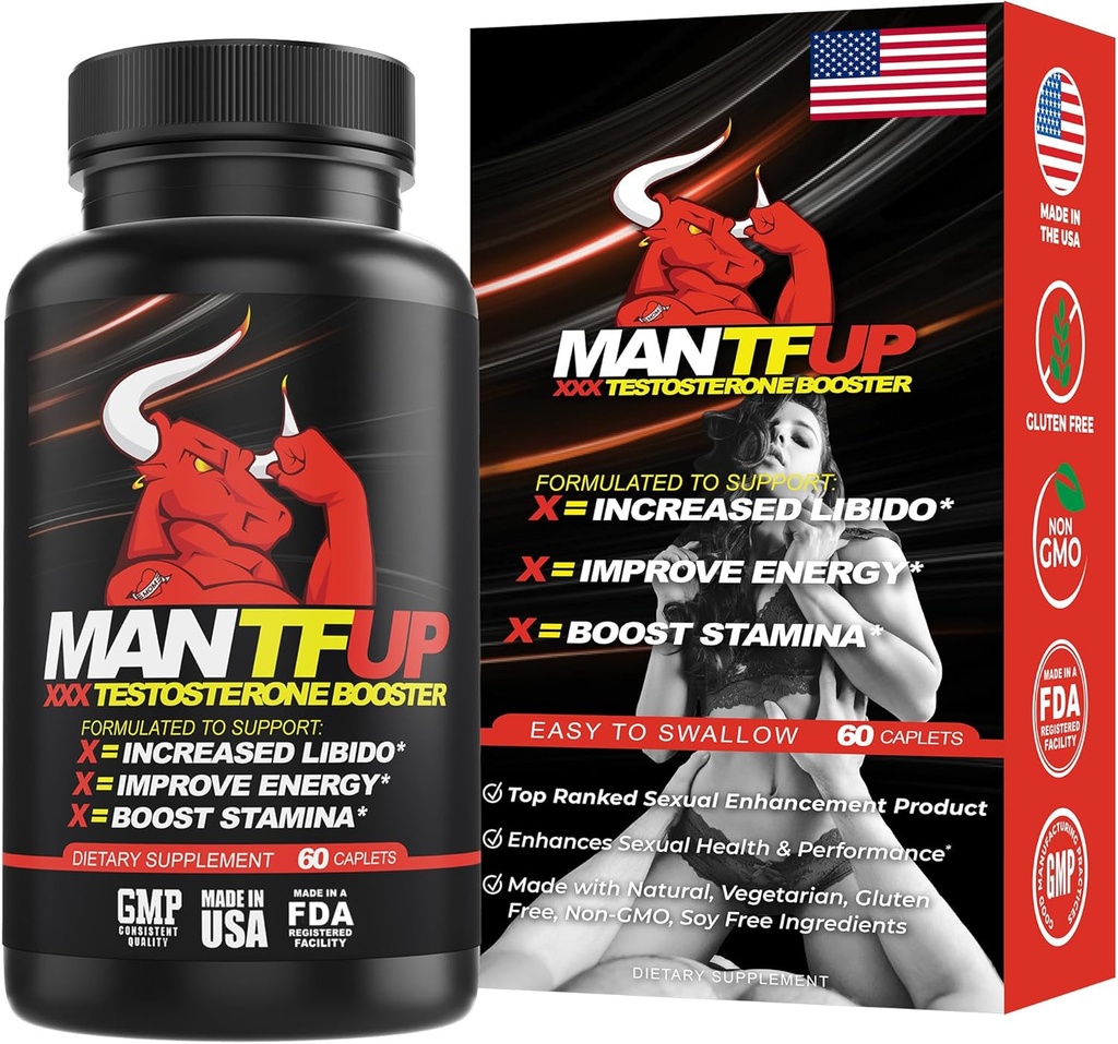 MANTFUP Vitality Enhancer for mænd er 124; Fastvirkende Testosteron Booster & Dagligt supplement til støtte Mand sundhed & Libido er 124; Potenciadores de Testosterona er 124; Lavet i USA (1 måned Tilgang, 60 kapsler)
