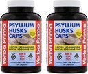 Yerba Prima Psyllium Husks Caps 180 caps (Pack of 2) - Natural Fiber Supplement og Colon Cleanse - Gut Health - Non- GMO Gluten Free