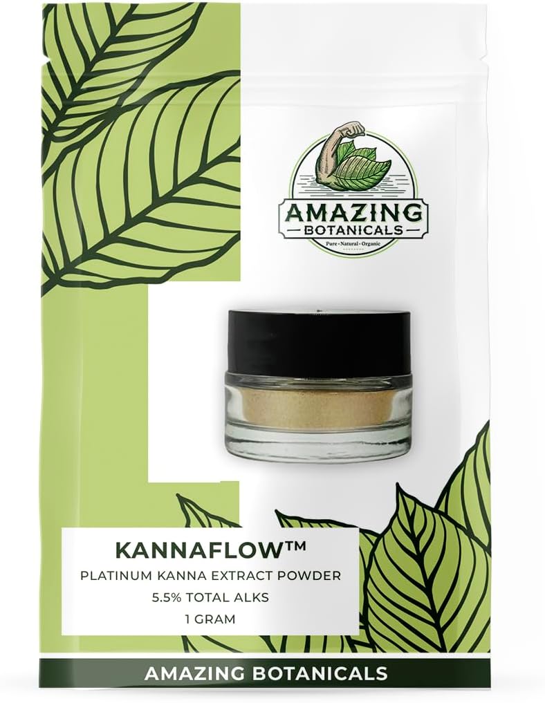 Kanna Extract Powder, Premium Lab Raffineret Sceletium Tortuosum Extract 124; 5,5% Aktive Alkaloider, 80% Mesembrine - 25mg Alkaloid-rige ekstrakt - Inkluderer dosering Spoon - (1 Gram) 40 portioner