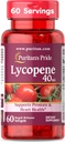 Puritan 's Pride Premium Lycopene 40mg, Kosttilskud til Prostata, Antioxidant, Heart Health, og Samlet Sundhedsstøtte, 2 Måned Supply, 60 Rapid Release Softels