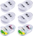 6 Pack Pill Organizer Pocket Lille sag Holder Am Pm Pill sag Portable To Segment runde rejser 2 gange en dag for Vitamin Medicin supplement (klar)