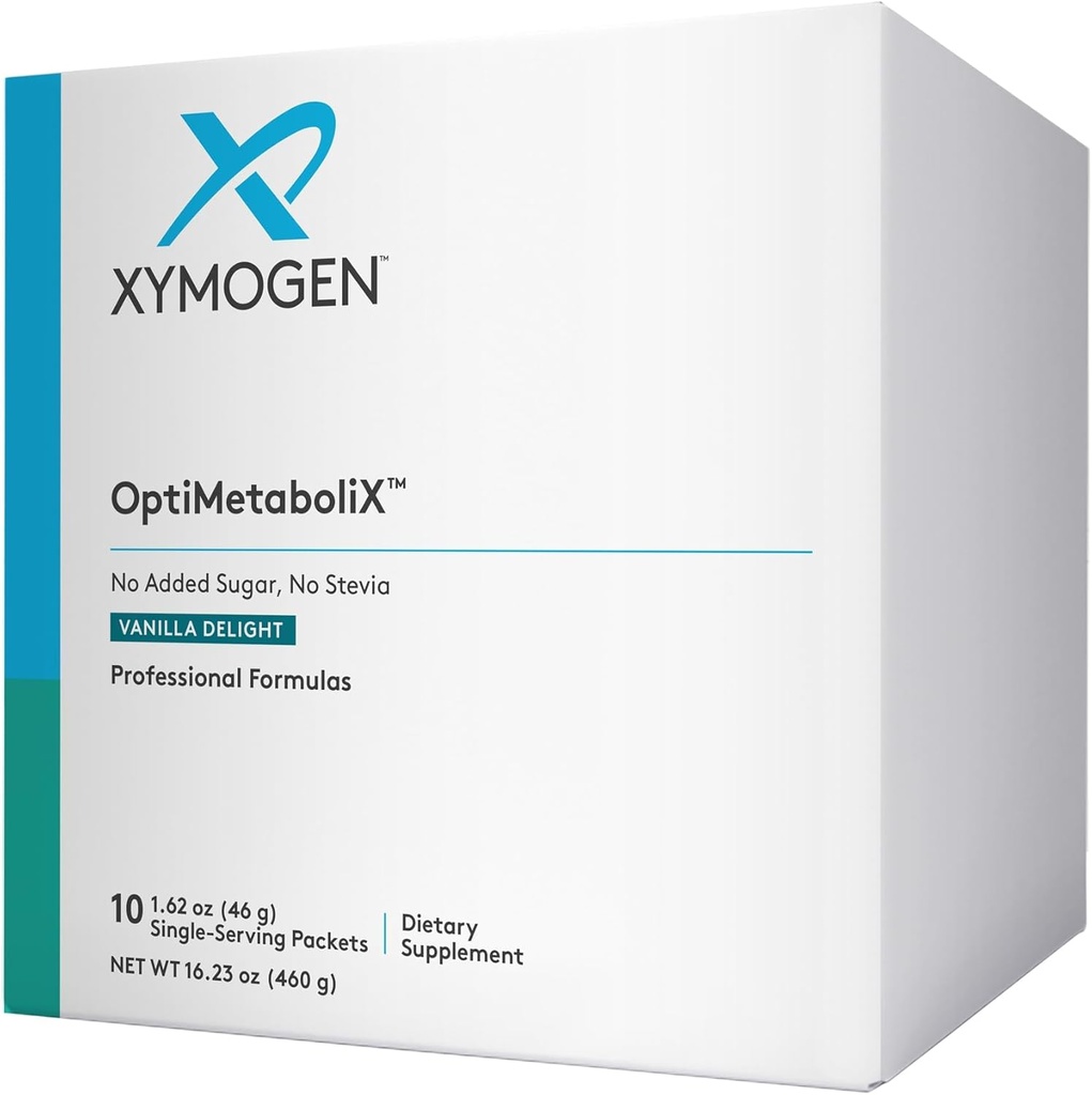 XYMOGEN OptiMetaboliX - Metabolisme Supplement med B12 Vitamin og Folate - Kanel Kosttilskud + Vitamin B9 - Ingen Sukker Tilføjet, Vegan og Gluten Free - Vanilla Delight (10 Servere)
