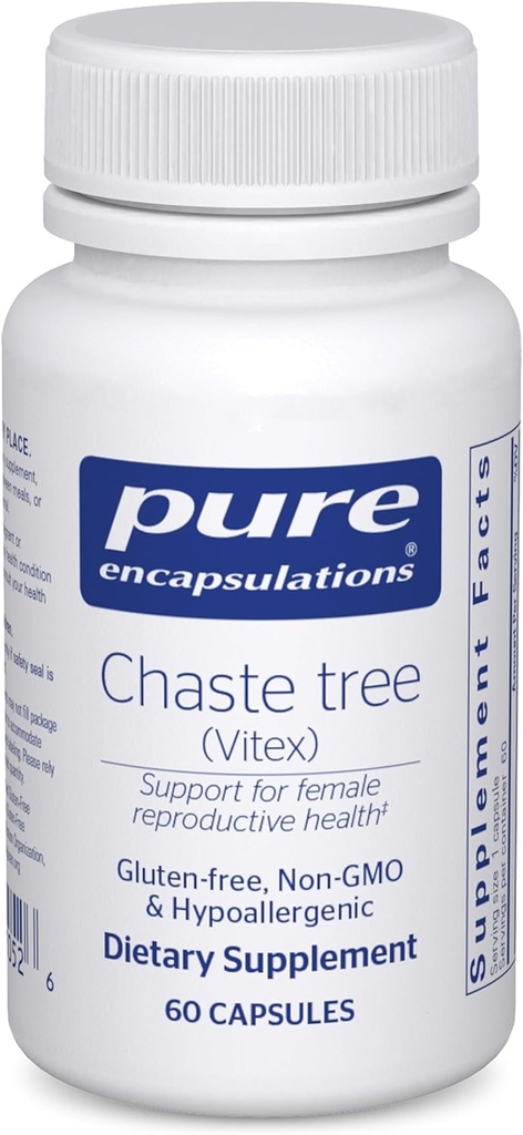 Ren indkapsling Chaste Tree (Vitex) - Understøtter menstruationscyklus Regularitet - for Bryst Comfort * - Kvinder supplement - Hormonal Balance Support - Non-GMO & Vegan - 60 kapsler