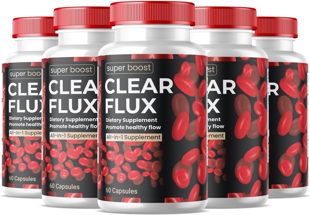 (5 Pack) Clear Flux tillæg Detox Rense, Kapsler Blodkar Cleaner Support Advanced Formel, ClearFlux Kapsler Maksimal styrke Alle naturlige vitaminer sundhed (300 Kapsler)
