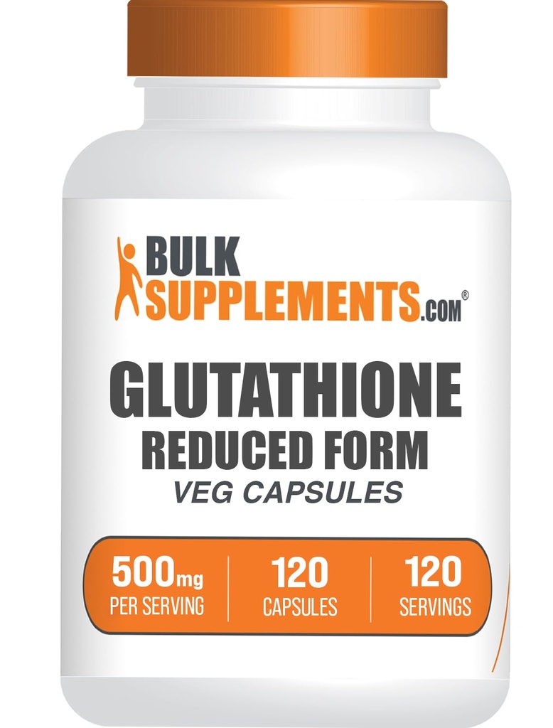 BulkSupplements.com Glutathione Reducerede kapsler - Glutathione Supplement - Gluten Free, 1 Kapsel Per Serving, 120 Kapsler (pakning med 1)