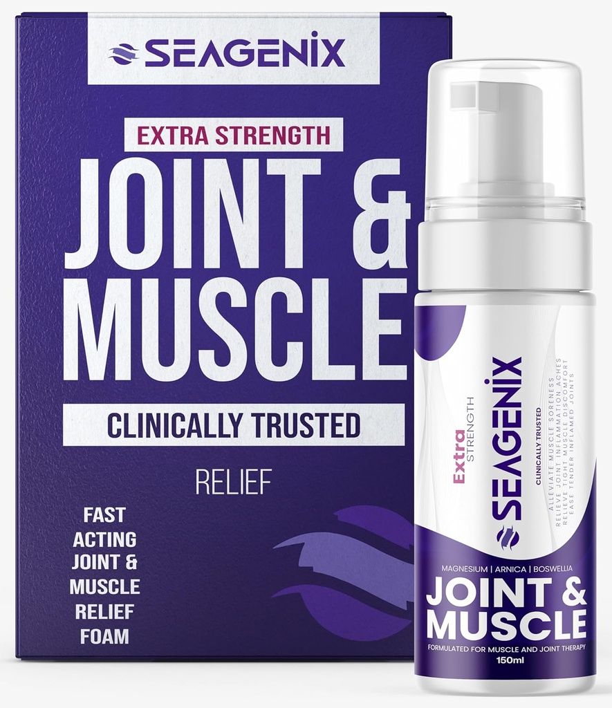 Extra Strength Muscle + Joint Foam - Magnesium- 124; Boswellia - 124; Arnica - 124; Formel - Joint and Muscle Relief - Ease Inflamed Joints and Muscles - All Natural - Joints + Muscle Relief