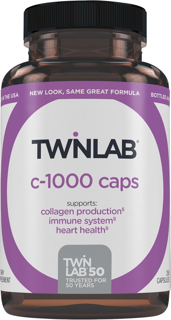 Twinlab C- 1000 Caps - C-vitamin immuntilskud til mænd og kvinder - 250 kapsler