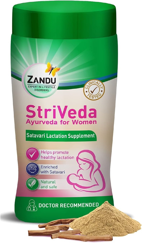 Zandu StriVeda Satavari Amning Supplement til forøgelse af brystmælk, 210 g