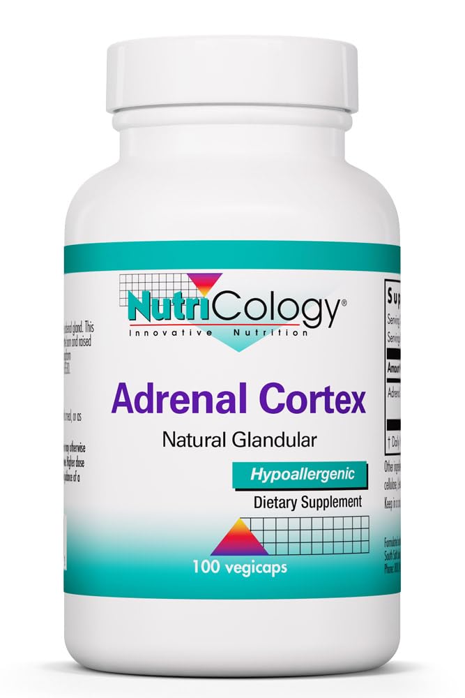 Nutricology Adrenal Support Supplement for Men & Women - Adrenal Glandular Supplement, Immune Function, Endocrine Support, 100mg Adrenal Extract, Bovine, Lyophilized - 100 Count