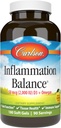 Carlson - Inflammation Balance, Balanceret Omega-3 & Omega- 6 Ratio, med D3, Norwegian, Wild- Caught Fish Oil Supplement med fede syrer, bæredygtigt sødet Fish Oil Kapsler, 180 Softgels