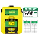 Bærbar Eyewash Station 14- gallon OSHA godkendt med One Station Sign and Two Inspection tags, Vægmonteret Gravity- Flow Indgange og Ud, 53L Refillable Eyewash Station Heavy Duty, Gul