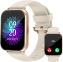 RUIMEN Smart ure til kvinder Mænd (svar / gøre opkald, 2 Bands inkluderet), 1.8 "Smartwatch til iOS / Android telefoner, Fitness Tracker Heart Rate / Sleep Monitor Digital ur Vandtæt Mælkecreme Hvid