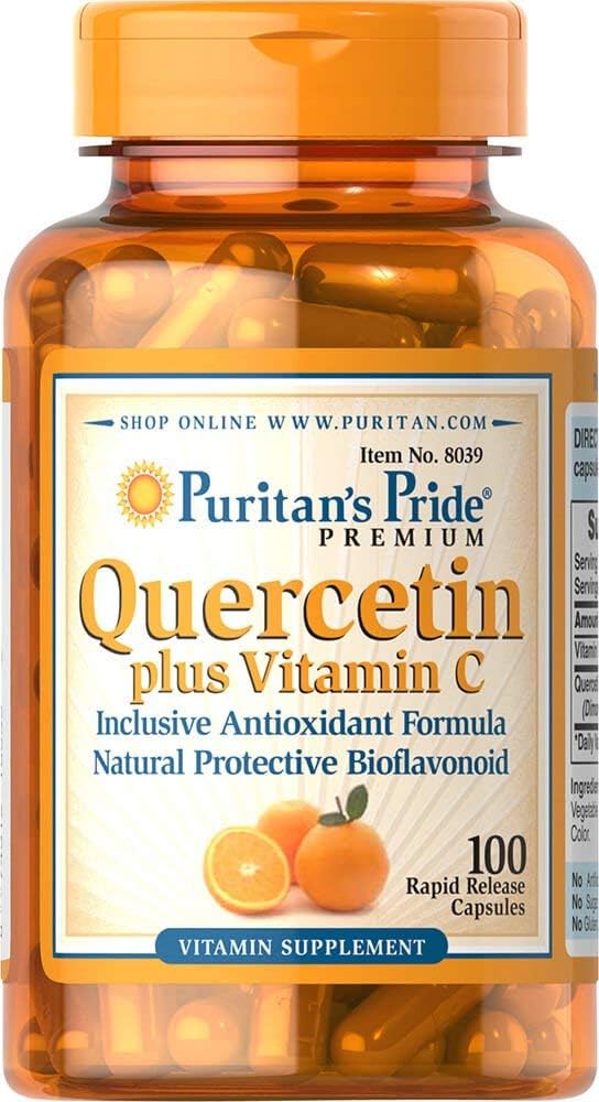 Puritan 's Pride Premium Quercetin Dihydrat Plus C-vitamin 1400mg, Kosttilskud til et sundt immunsystem, hjerte, og total sundhedsstøtte, 100 hurtige release kapsler