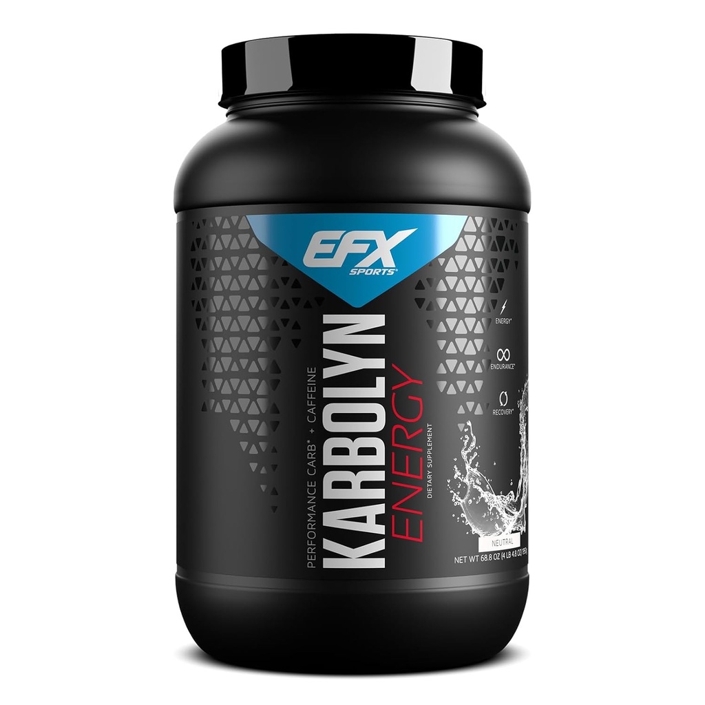EFX Sports Karbolyn Energy Yep 124; Performance Carbohydrat Powder + Koffein Mep 124; Carb Load & Energize Mep 124; 250mg Koffein Mep 124; Sukker Free Mep 124; 38 Servering (Neutral)