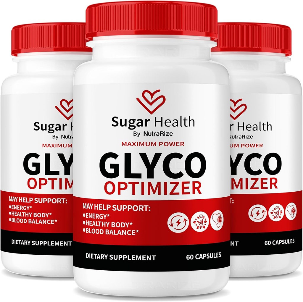 NutraRize (3 Pack) Sugar Health Glyco Optimizer Kapsler, Premium Blood Formel for sunde niveauer, Alle naturlige supplement til støtte Samlet Wellness, Official SugarHealth Anmeldelser (180 Kapsler)