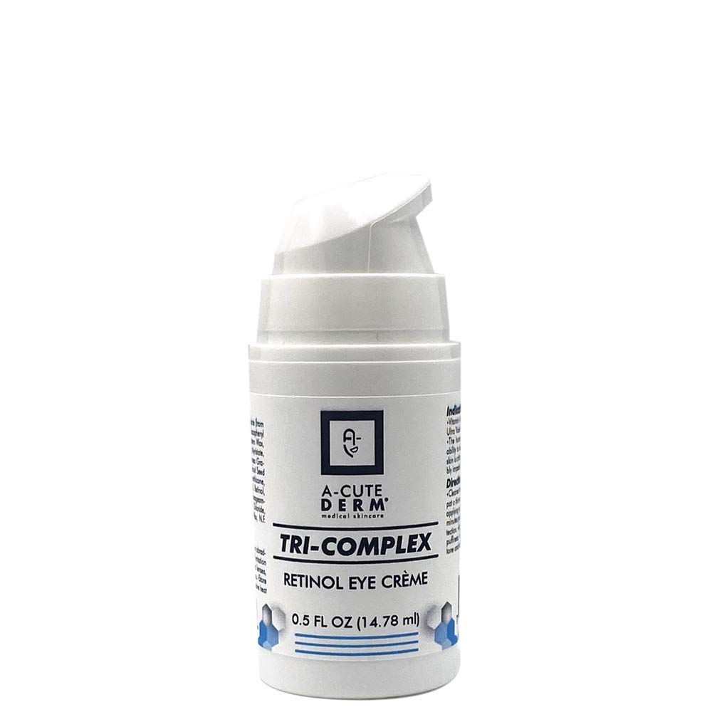 A-Cute Derm Tri-Complex Retinol Eye Crème – Hydrating Eye Cream with Retinol, Vitamin C & E – Helps Smooth the Appearance of Fine Lines – 0.5 oz