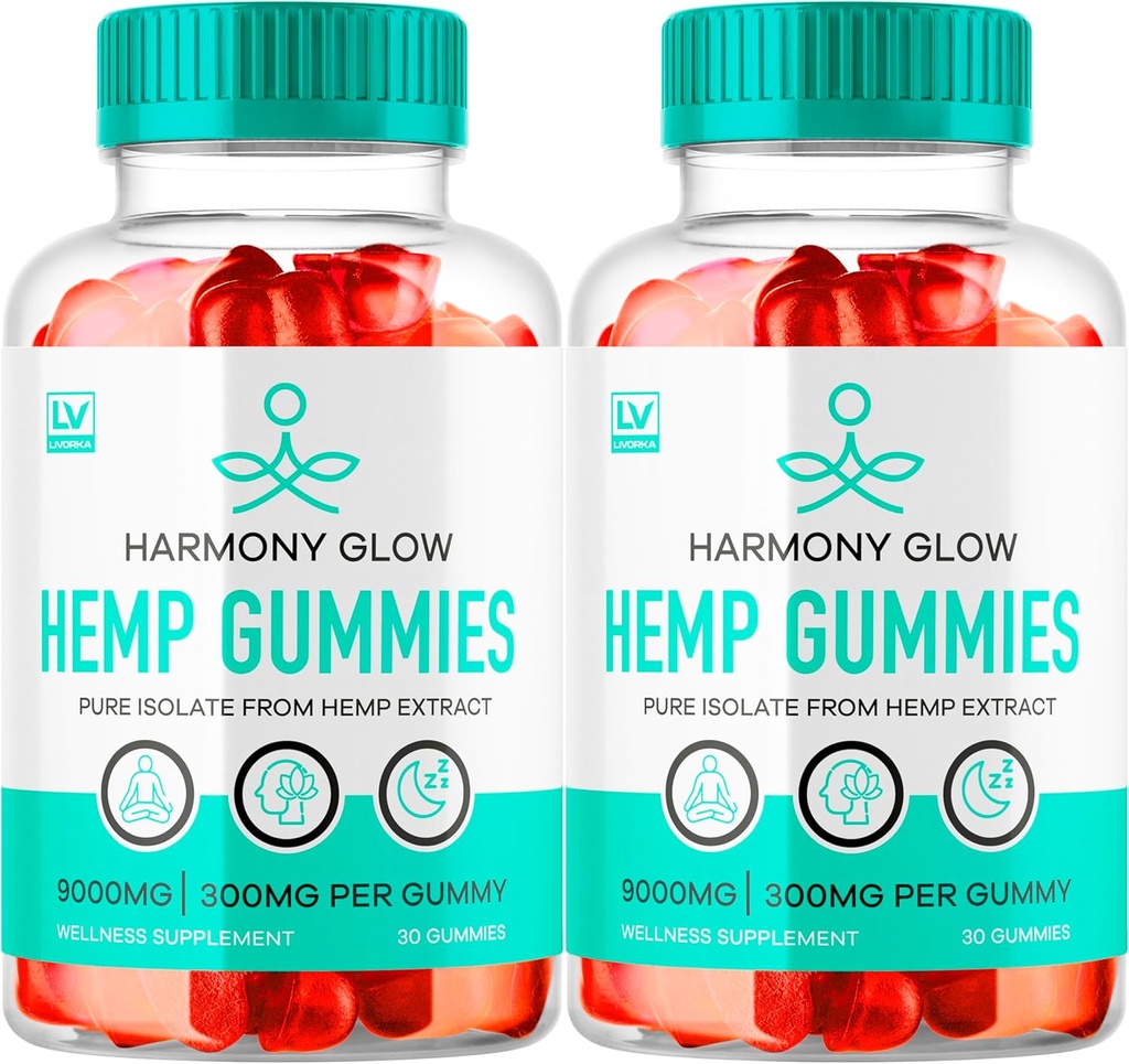 (2 Pack) Harmony Glow Gummies, Harmony Glow Hamp Gummies, Harmony Glow Supplement, Harmony Glow Natural Hamp, Harmony Glow Hamp Gummies, Harmony Glow Multivitamin Gummys, 60 Gummies til 2 Måneder