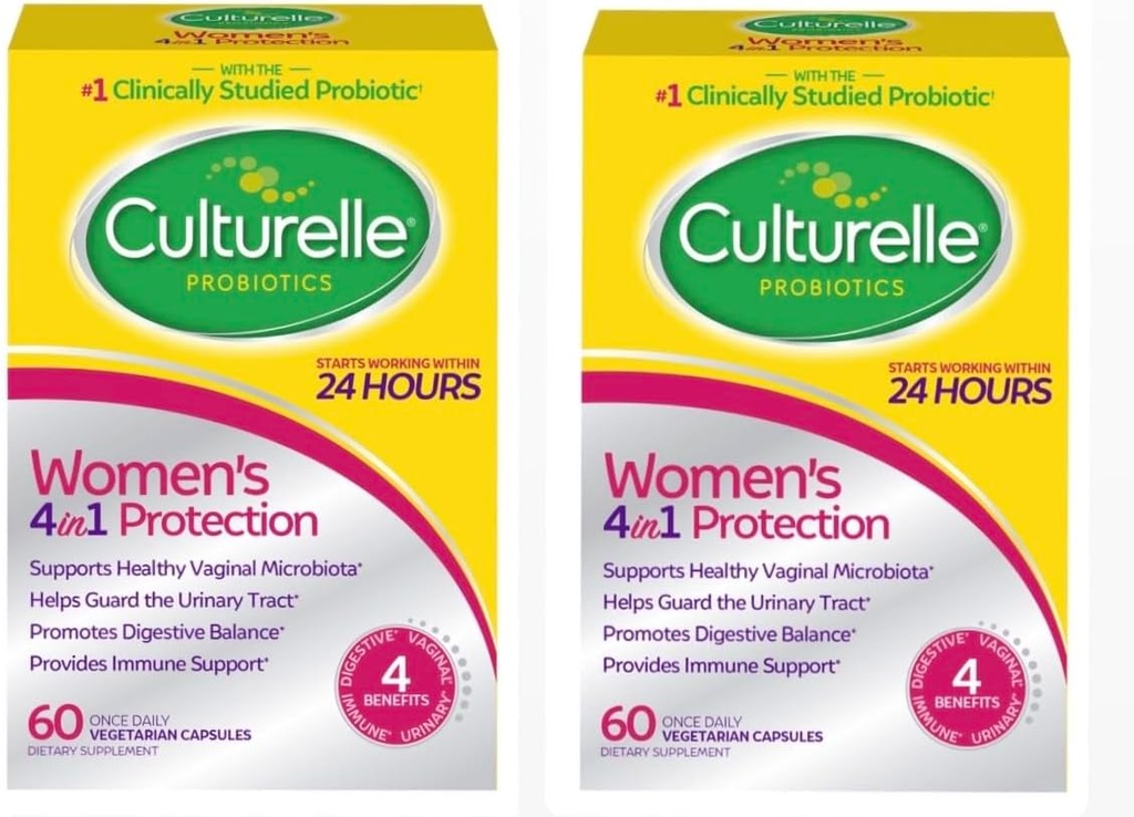 Culturelle kvinders sund balance Daglig Probiotika for kvinder - Understøtter fordøjelse, vaginal og immunsundhed, Lejlighedsvis Diarré, Gas & Bloating - Non- GMO 60ct (2 - Pack) (2)