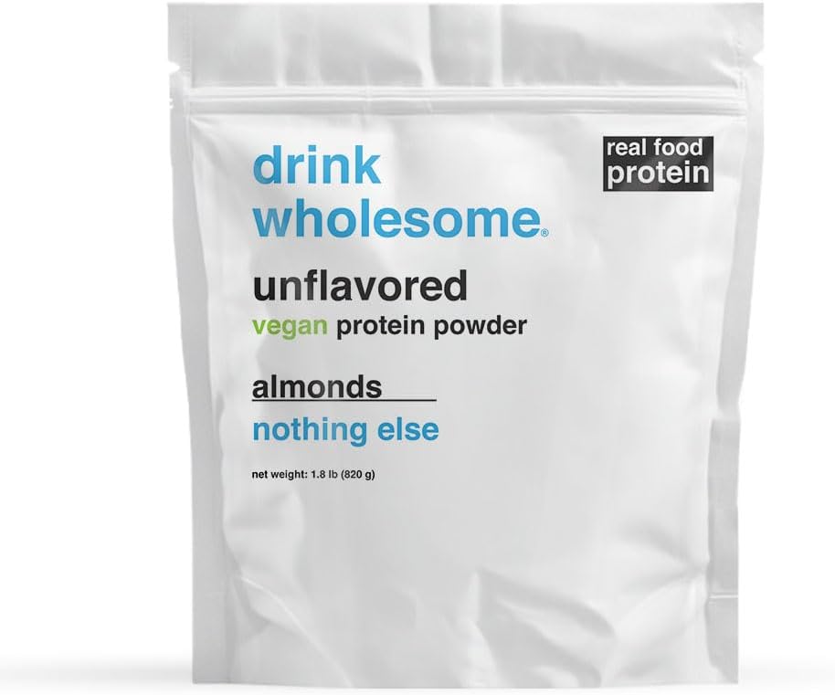 Drikke sunde Vegan Unflavored Mandel Protein Powder • 124; for sensitive stomachs • 124; Tilsætningsstof & Dairy Free • 124; Ingen kunstige sødestoffer • 124; Ingen Bloating, Farts eller Gas • 124; Ingen Forstoppelse eller Diarré
