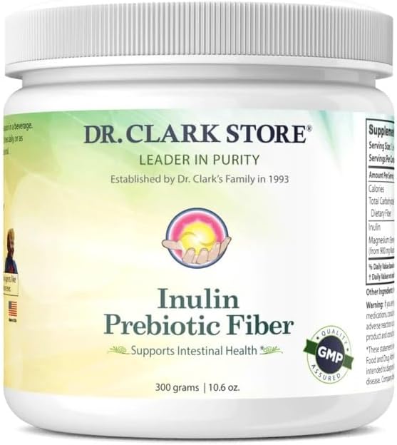 Dr. Clark Inulin Powder (FOS) - Prebiotic Opløselige Fiber for Gut Health, 300g - Understøtter fordøjelsessygdomme og regelmæssighed