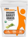 BulkSupplements.com Organic Barley Grass Powder - Green Superfood Powder, Herbal Supplement - Vegan- Friendly, 1,5 g per Serving, 250g (8.8 oz) (pakke med 1)