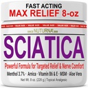 Sciatica Nerve Cream - Maksimal styrke Comfort Cream til fødder, hænder, ben, tæer, tilbage - Natural Ultra Strength Arnica, MSM, Menthol, Lindrende Comfort, Stor 8 Oz