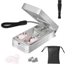 Pill Cutter til små og små piller, Professional Aluminium Pill Splitter med Auto Centry Device og 2 udskiftelige rustfrit stål Blades, Portable Pill Splitter med PU Case (sølv)