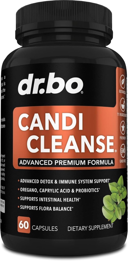 Candi Cleanse Support Pills - Anti Overgrowth Supplements for Women & Men - Ekstra styrke Balance Control Probiotisk Complex Cleaner - Natural Oral Herbal Oregano & Captain Acid Kapsler