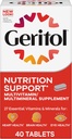 Geritol, Multivitamin Supplement, Indeholder B- Vitamin, Antioxidanter, Vitamin C, E & D og Jern, 26 Essentielle Vitamin og Mineraler, Glutenfri, Non- GMO, Ingen kunstige sødestoffer, 40 tabletter