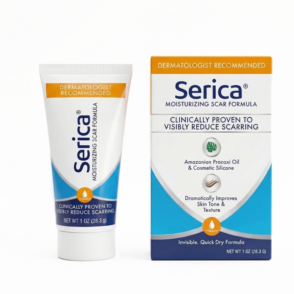 Serica Scar Gel Advanced Silicone Formel, synligt reducerer udseendet af Scars fra Kirurgi, Acne, Skader - klinisk bevist resultater, 1oz