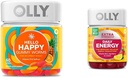 OLLY Hello Happy Gummy Worms, Mood Balance Support, D-vitamin, Safran, Voksen Chewable Supplement & Extra Strength Daily Energy Gummy, Koffein Free, 1000mcg Vitamin B12, CoQ10, Goji Berry