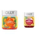 OLLY Hello Happy Gummy Worms, Mood Balance Support, D-vitamin, Safran, Voksen Chewable Supplement & Extra Strength Daily Energy Gummy, Koffein Free, 1000mcg Vitamin B12, CoQ10, Goji Berry