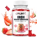 Iron Gummies for Kids, Kvinder & Mænd, Iron Supplement med Multivitamin - Vitamin B Complex, C, B6, B12, Folate, Zink for anæmi, Iron Deficiency, Blood Builder, Energy - Strawberry Flavor, Vegan 60ct