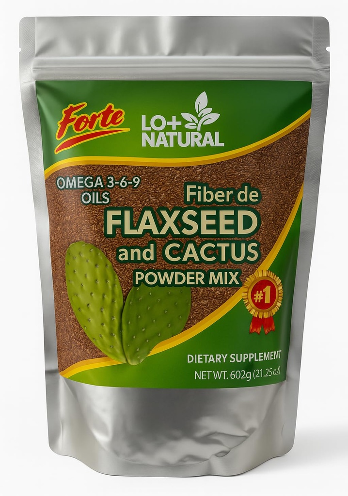 Linaza con Nopal Forte - 8 oz - 100% Natural Flaxseed & Nopal Cactus Powder - Fiber- Rich fordøjelsesstøtte - Ground Blend Kosttilskud - Vegan & Non- GMO