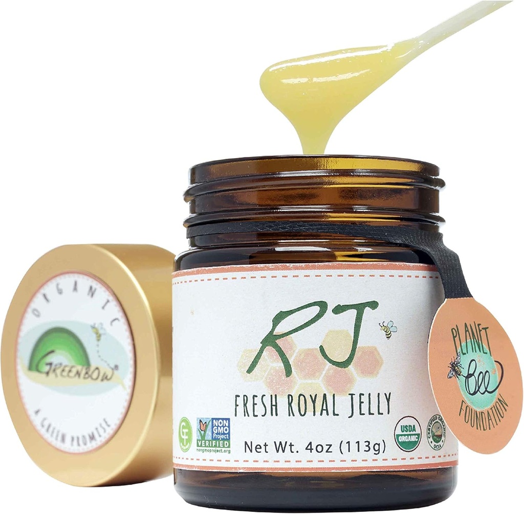 Greenbow Organic Fresh Royal Jelly - 100% USDA Certified Organic, Non-GMO, Halal, Pure, Gluten Free - En af de mest næringsrige pakket - (113g)